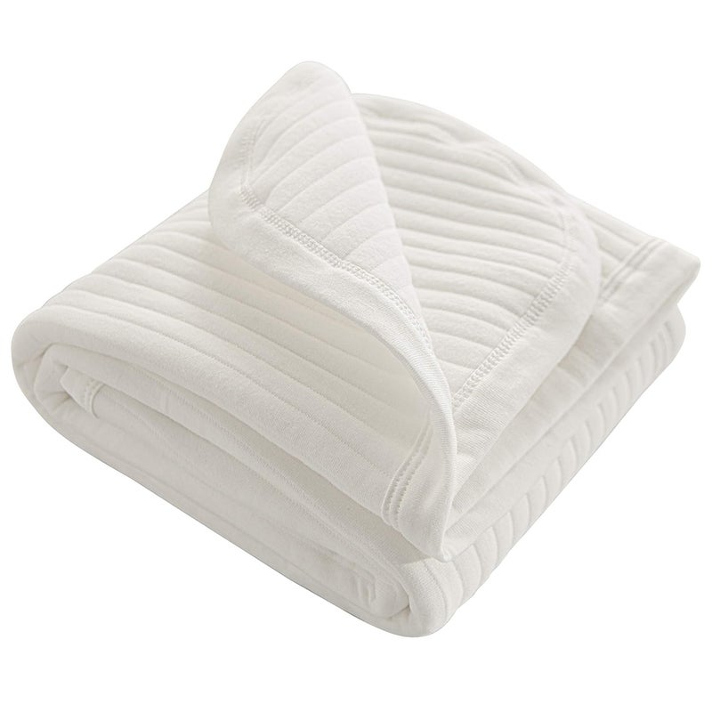 NTBAY Jersey Cotton Quilted Toddler Blanket, Breathable and Warm for Boys and Girls Baby Blanket, 30x40 Inches, White Stripe - Image 1